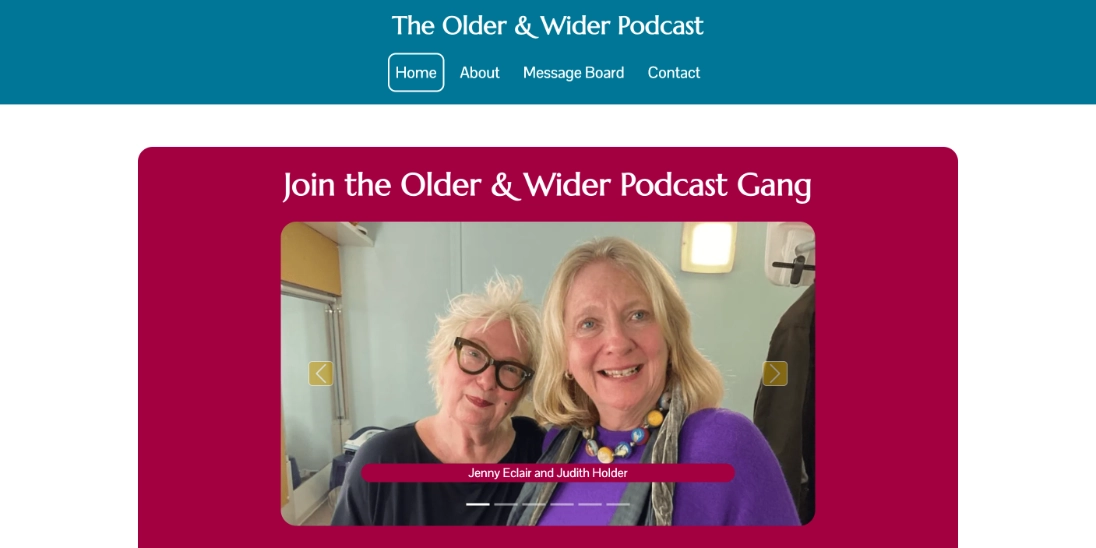 The Older & Wider Podcast website home page